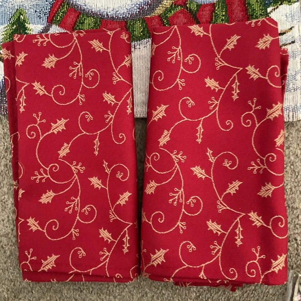 Festive Red Holiday Tapestry Set of 2